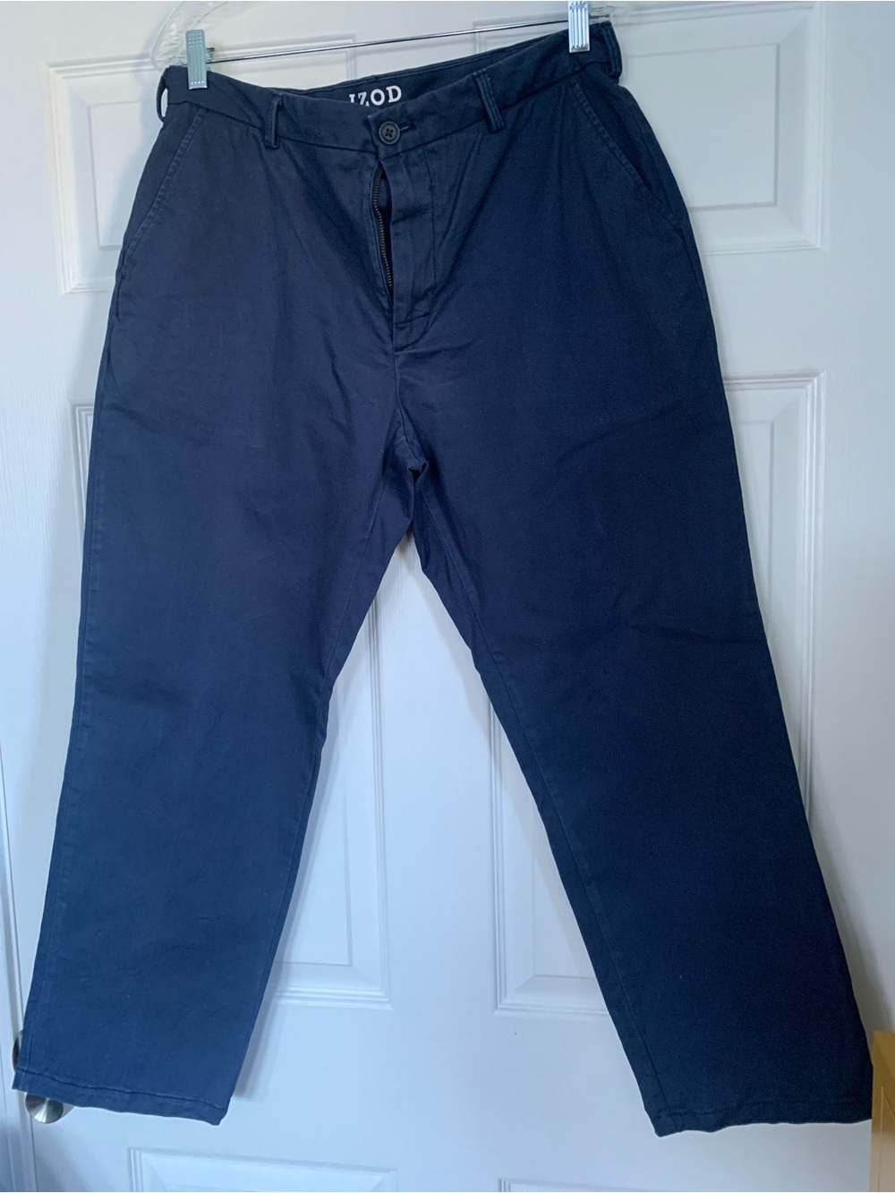 IZOD Men’s Navy Chino Pants 34x29 Flat Front Casual Dress Pants Classic Fit
